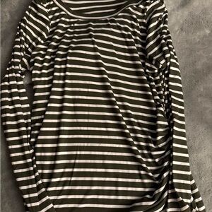 Heart Hips Black and White Fitted Ribbed Long Sleeve Top
